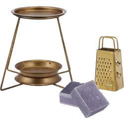 Amberblokjes/geurblokjes cadeauset - lavendel - inclusief geurbrander en mini rasp - Geurbranders