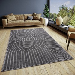 Modern vloerkleed - Iconic Golvend Japandi Grijs - 160 X 235 CM