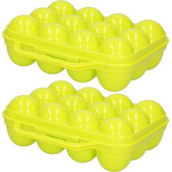 Plasticforte Eierdoos - 2x - geel - organizer - 20 x 18 cm - Vershoudbakjes