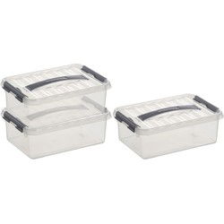Sunware opbergbox - 3x - transparant - 4L - 30 x 20 x 10 cm - Opbergbox