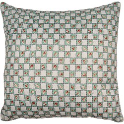 Clayre & Eef Kussenhoes 40x40 cm Groen Beige Polyester Bloemen Sierkussenhoes