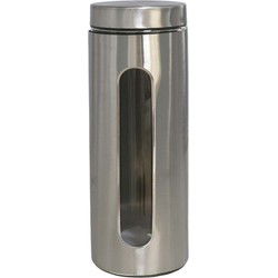 Voedsel bewaren keuken voorraad pot - zilver metaal - deksel - 1900 ml - Voorraadpot