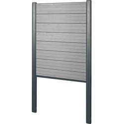 Cosmo Casa Privacy Sarthe- Windscherm voor hekwerk- Aluminium palen om in te betonneren - Smal basiselement- 100cm grijs.