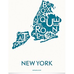 Kortkartellet Poster New York City 50 x 70 cm - Petrol Blauw