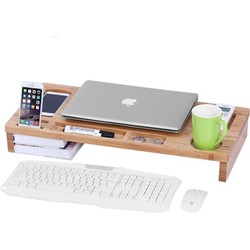 Decopatent® Monitor - Laptop beeldscherm verhoger & Bureau organizer - Monitorstandaard - Bamboe hout - Monitorverhoger standaard