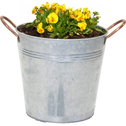 Mega Collections Emmer/plantenpot Jean - zink - zilver - D16 X H15 cm - IJzeren emmer / teil