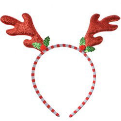 Clayre & Eef Kerst Haarband 20x3x21 cm Rood Kunststof Gewei