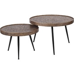 Salontafel Set van 2 - Rond - Antiek Brons - Giga Meubel