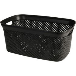 Wasmand van rotan gevlochten - zwart - kunststof - 35 liter - 35 x 53 x 23 cm - Wasmanden