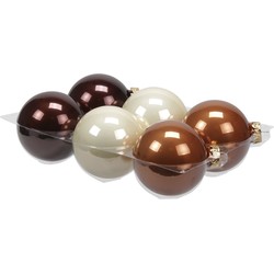 6x stuks glazen kerstballen natuurtinten (opal natural) 8 cm mat/glans - Kerstbal