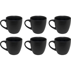 OTIX Koffiekopjes - Koffiemokken - Set van 6 - Koffietassen - Zwart - Mat - 240ml