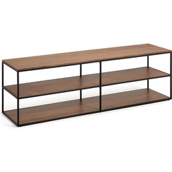 Kave Home - Yoana TV-meubel in walnootfineer met zwart gelakt metalen frame 160 x 40 cm