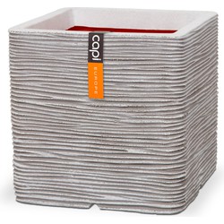 Pot vierkant Rib NL 50x50x50 Ivoor - Capi Europe