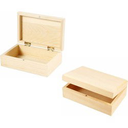 Houten sieradendoos - 2x stuks - 14 x 9 x 5 cm - opberg kistjes - sieradenkistje - Sieradendozen