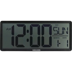 Wandklok Retro LCD - Zwart - 34.8x2.7x14.8cm