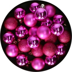 Christmas Decoration kerstballen - 24x st - 3 cm - fuchsia roze - Kerstbal