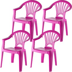 4x stuks kunststof fuchsia roze kinderstoeltjes 37 x 31 x 51 cm - Kinderstoelen