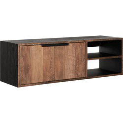 DTP Home Hanging TV stand Cosmo No.1 small, 2 doors, 2 open racks,40x125x40 cm, recycled teakwood
