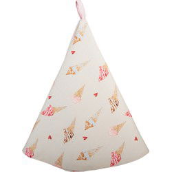Clayre & Eef Theedoek  Ø 80 cm Beige Roze Katoen Rond Ijsjes Keukenhanddoek
