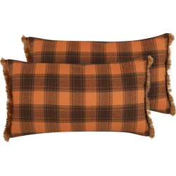 BARJA - Sierkussen set van 2 - Oranje/Zwart - 40 x 70 cm - Polyester