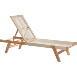 Beliani PROSSEDI - Tuinligstoel-Beige-Acaciahout