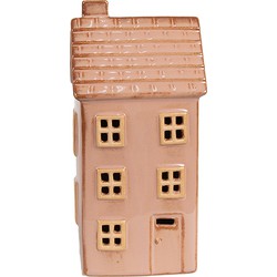 Clayre & Eef Decoratie Huis met LED 8x6x17 cm Bruin Porselein