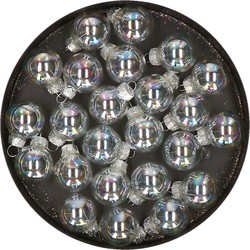 Othmar Decorations mini kerstballen van glas - 24x - parelmoer - 2,5cm - Kerstbal