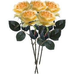 5 x Kunstbloemen steelbloem geel roos Simone 45 cm - Kunstbloemen