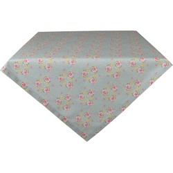 Clayre & Eef Tafelkleed  100x100 cm Groen Roze Katoen Vierkant Bloemen Tafellaken