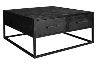 MD Interior Nero visgraat salontafel zwart 80 x 80 x 40 cm - 