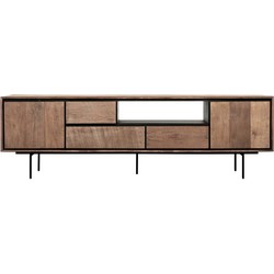 DTP Home TV stand Metropole large, 2 doors, 3 drawers, open rack,60x195x40 cm, recycled teakwood