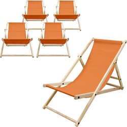 houten klapstoel 3 ligposities tot 120 kg oranje