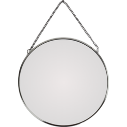 MISOU Spiegel - Wandspiegel - Metaal - Zwart - met Ketting - 20 cm