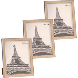 3x stuks kunststof fotolijst zilver met hout geschikt voor een foto van 20 x 25 cm - Fotolijsten