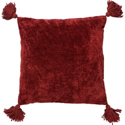 Dutch Decor NINO - Sierkussen van katoen 45x45 cm Merlot - rood - kussentje met flosjes - Dutch Decor