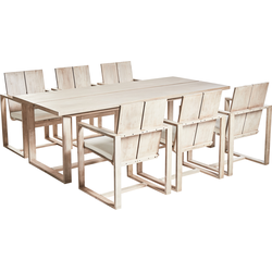 AZZANELLO - Tuinset 6-zits - Gebroken wit - Acaciahout