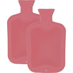 Warmwaterkruik - 2 stuks - 2 liter - van rubber - roze - Kruiken