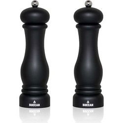 Buccan cooking  Klassieke Pepermolen  Mat zwart met zilver  Set van 2