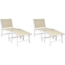 Beliani MARCEDDI - Tuinstoel-Beige-Textiel, Aluminium