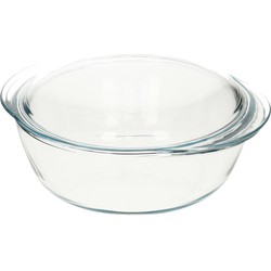 Ovenschaal/braadslede 3 liter rond met deksel 27 x 23 x 11 cm - Ovenschalen