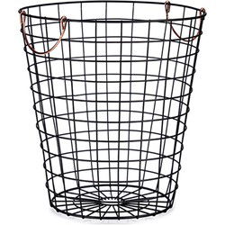 Arte Regal Draadmand/opbergmand - rond - zwart - metaal - 30 cm - Opbergmanden