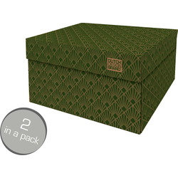 Dutch Design Brand Opbergdoos met Deksel - Doos in Karton - Geschenkdoos - 28x21x14cm - Art Deco Velvet Green - 2 Stuks