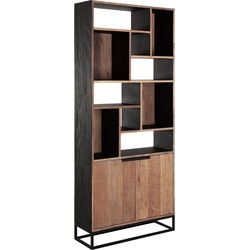 DTP Home Bookrack Cosmo, 2 doors, 10 open racks,215x90x35 cm, recycled teakwood