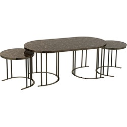 J-line - Set Van 3 Salontafels   Zilver/bruin Metaal/mdf - 120x60x48cm