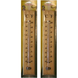 Houten buiten thermometer 40 x 7 cm - Buitenthermometers