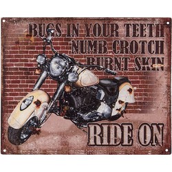 Clayre & Eef Tekstbord  20x25 cm Bruin Ijzer Motor Ride on Wandbord