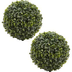 Everlands Buxus bol kunstplanten - 2x stuks - klein - D22 cm - groen - kunststof - Kunstplanten