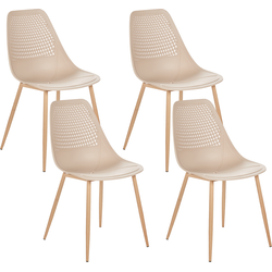 Beliani HAZELTON - Eetkamerstoel-Beige-Synthetisch materiaal
