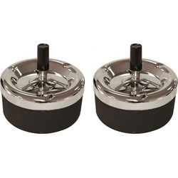 Draai asbak - 2x - zwart chroom - 11,5 cm - draai asbak - Asbakken