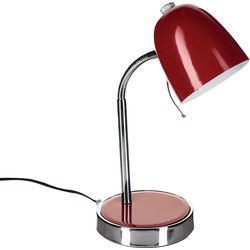 Atmosphera Tafellamp/bureaulampje - metaal - rood/zilver - 35 cm - Bureaulampen